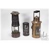 Image 1 : Two miner's lamps including antique "Camberian" No. 190749 E. Thomas & Williams Ltd. and brass wall 