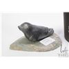 Image 2 : Two hand carved Inuit soapstones including green soapstone owl 5 1/2" in height, number E-7877 ( Jos