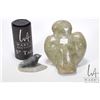 Image 4 : Two hand carved Inuit soapstones including green soapstone owl 5 1/2" in height, number E-7877 ( Jos