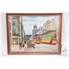 Image 1 : Framed oil on board painting titled on verso "Argyle St. in the 50's Glasgow", dated 1977 and signed