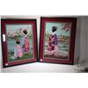 Image 1 : Two framed Oriental needleworks featuring Geishas, 26 1/2" X 20, overall dimensions including frames