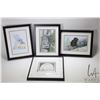 Image 1 : Four framed prints, three by artist Sue Coleman and one by artist Jimmy Wright