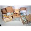 Image 1 : tray lot of watch parts including gears, screws, stems, mainspring, balance staff, crowns, etc.
