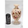 Image 1 : Antique hand painted Bristol glass vase with song bird, flowers and leaves, 10 1/2" in height