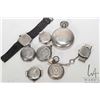 Image 2 : Group of sterling watch cases. 4 wrist watch cases, 3 of which have movements. 4 pocket watch cases,