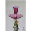 Image 2 : Antique Moser style candlestick with cobalt rimmed amethyst glass base, wax catcher and holder, colo