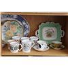 Image 2 : Shelf lot of semi porcelain and collectibles including three antique platters, hand painted unmarked