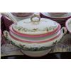 Image 2 : Large selection of antique semi porcelain dinnerware, transfer ware with hand painted ribbon and blu