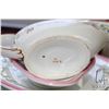 Image 5 : Large selection of antique semi porcelain dinnerware, transfer ware with hand painted ribbon and blu