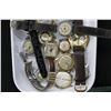 Image 2 : Tray lot of vintage watches including Bulova, faux Rolex, Le Roy, Mentor, Rodania, Cardinal, Hamilto