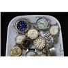 Image 5 : Tray lot of vintage watches including Bulova, faux Rolex, Le Roy, Mentor, Rodania, Cardinal, Hamilto
