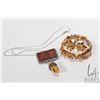 Image 1 : Signed Sherman earrings and bracelet and a amber brooch on sterling silver 19" neck chain
