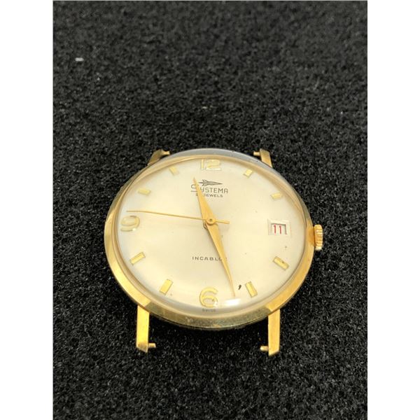 18K SYSTEMA MENS WRISTWATCH NO BAND REQUIRES SERVICE