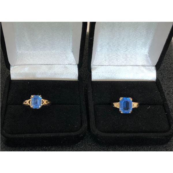2-10K LADIES RINGS WITH BLUE PASTE
