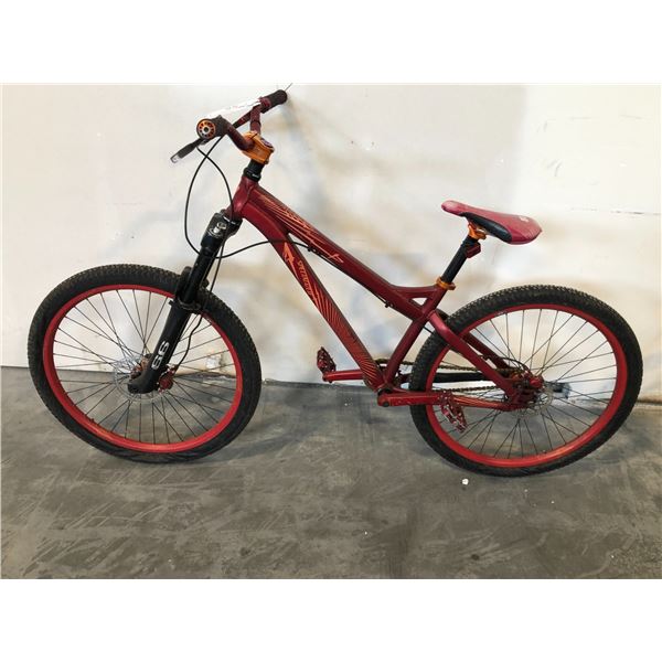 SPECIALIZED RED FRONT SUSPENSION SINGLE SPEED, FRONT SUSPENSION MOUNTAIN BIKE