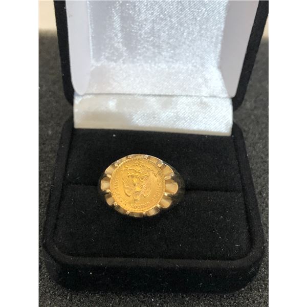 14K MENS RING WITH MEXICO GOLD COIN 9.6G