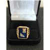 Image 1 : 14K MENS SIGNATE RING  WITH BLUE STONE AND DIAMOND 10.3G