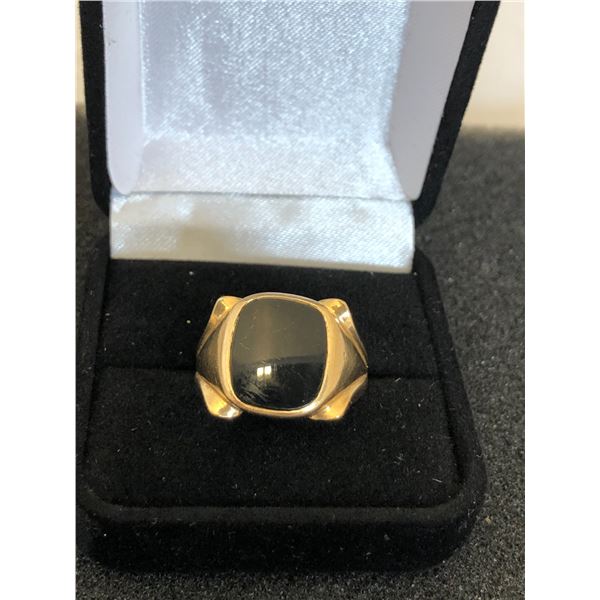 14K MENS RING WITH ONYX 9.1G