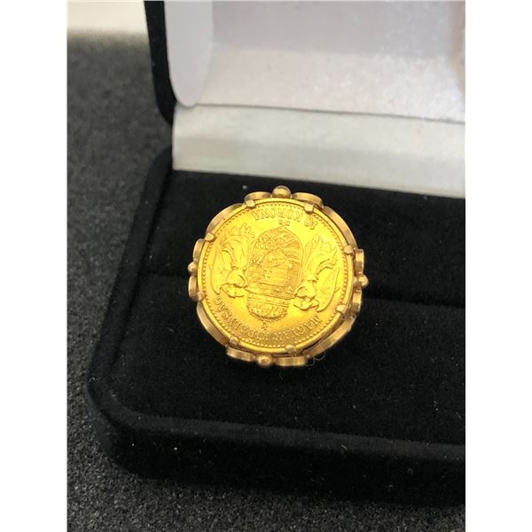 18K LADIES RING WITH HUNGARY GOLD COIN 7.9G
