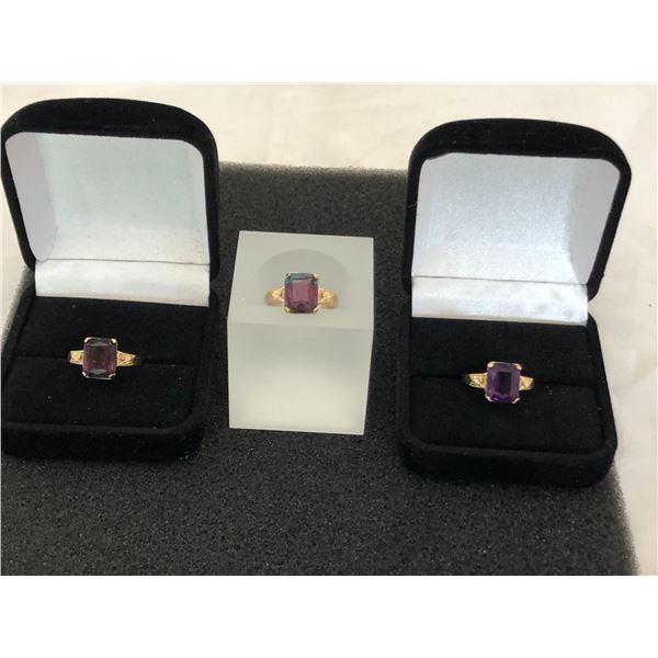 3-10K LADIES RINGS WITH MAUVE PASTE