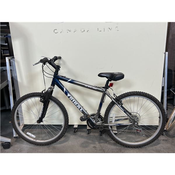 TRIBAL OVERLAND GREY/BLUE 21 SPEED FRONT SUSPENSION MOUNTAIN BIKE