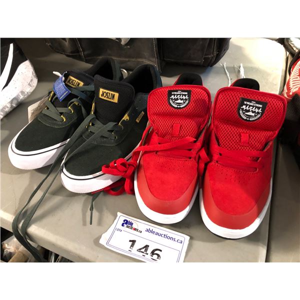 GREEN JOSLIN ETNIES MENS SIZE 8.5 SHOES AND MENS RED SIZE 9 ETNIES MIRANA SHOES