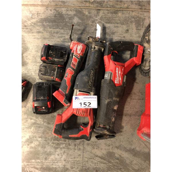 LOT OF ASSORTED CORDLESS MILWAUKEE POWER TOOLS INCLUDING 2 SAWZALLS, OSCILLATING MULTI TOOL, AND 3