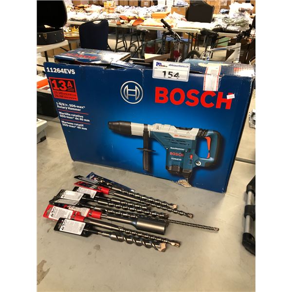 BOSCH 11264EVS ELECTRIC 1-5/8" SDS-MAX ROTARY HAMMER DRILL AND ASSORTED DRILL BITS