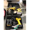 Image 1 : LOT OF ASSORTED DEWALT POWER TOOLS INLCUDING ELECTRIC PALM SANDER, CORDLESS CUT-OUT TOOL, CORDLESS
