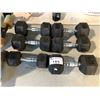 Image 1 : LOT OF ASSORTED DUMBBELL WEIGHTS INCLUDING 2 - 40LBS, 2 - 30LBS, 1 -35LBS AND 1 - 20LBS