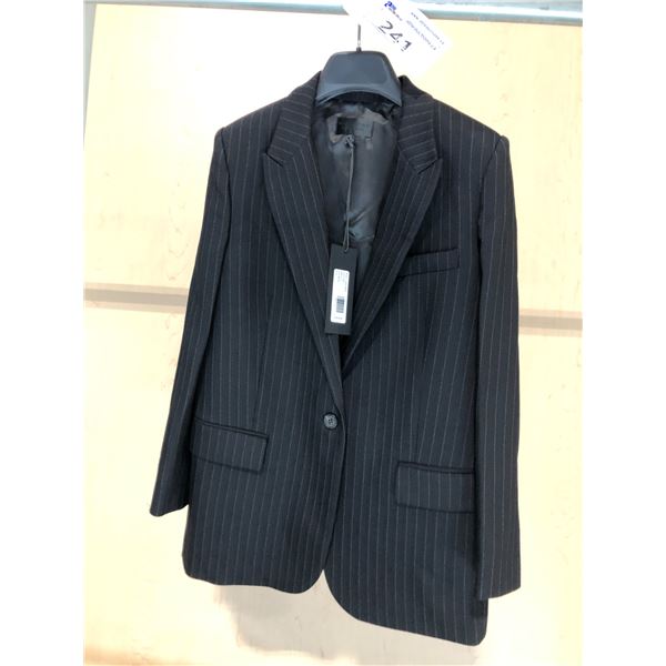 NILI LOTAN NEW YORK MARIETTE BLACK PINSTRIPE LADIES BLAZER SIZE 6  BLACK AND WHITE