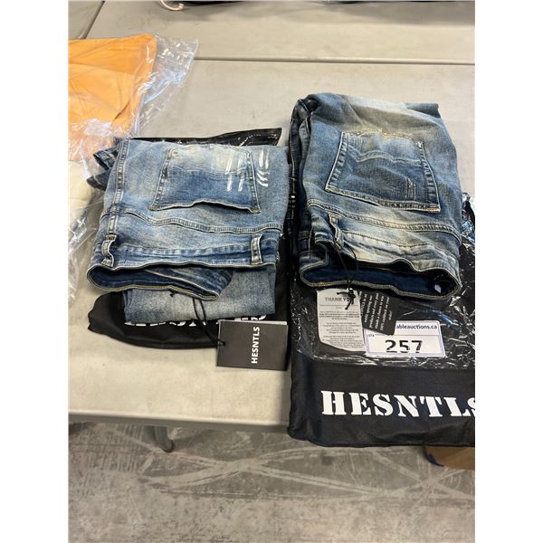 2 PAIRS OF ASSORTED HESNTLS JEANS SIZE 34 AND SIZE 36