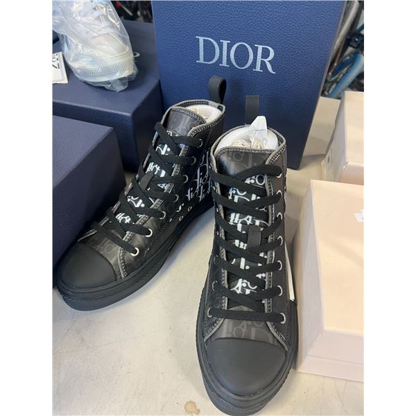 MENS DIOR BLACK CANVAS HIGH TOP SHOES SIZE 10.5