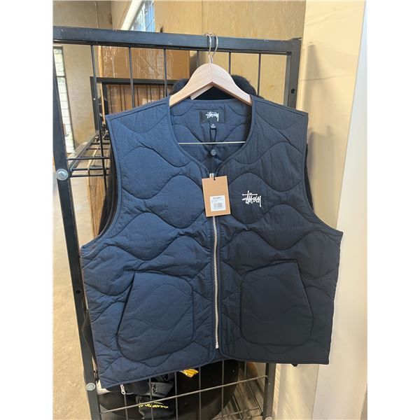 STUSSY SIZE M BLACK RECYCLED NYLON LINER VEST AND STUSSY