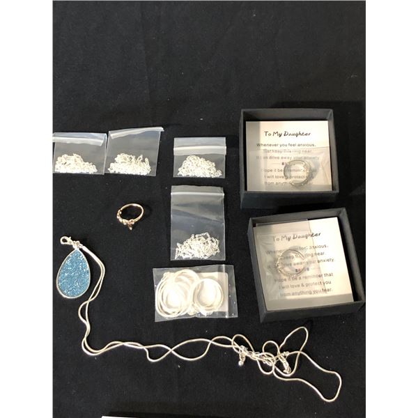 LOT OF MISC JEWELRY INCLUDING SILVER CHAIRS
