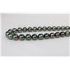 Image 3 : 8-10mm Tahitian Peacock Green Near Round Pearl Necklace with Gold Clasp