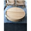 Image 2 : DESIGN WITHIN REACH ARC NATURAL OAK 35" DIAMETER SWIVEL COFFEE TABLE