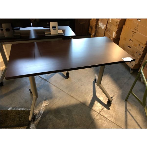 DARK WOOD 48  X 24  MOBILE FOLDING TABLE