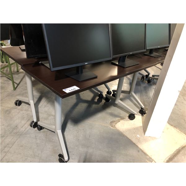 DARK WOOD 48" X 24" MOBILE FOLDING TABLE