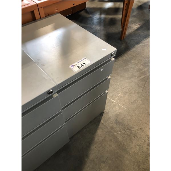 GREY 3 DRAWER PEDESTAL - LOCKED