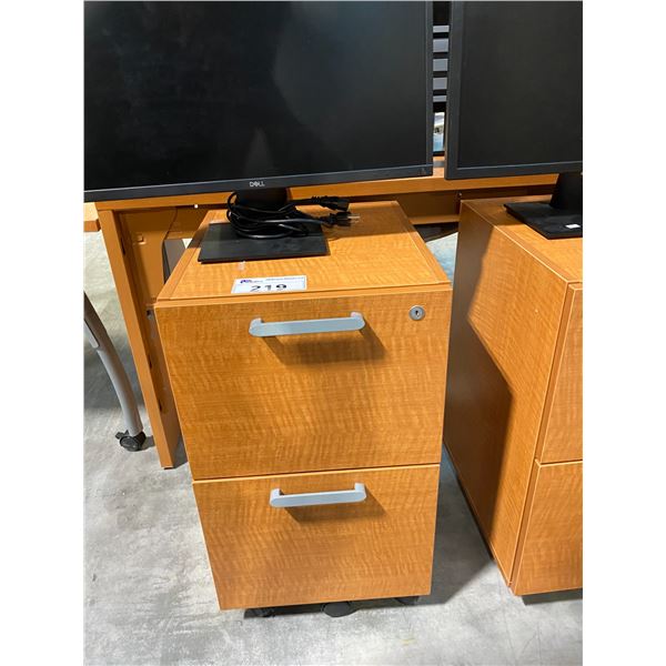 TEKNION MAPLE 2 DRAWER MOBILE PEDESTAL - LOCKED