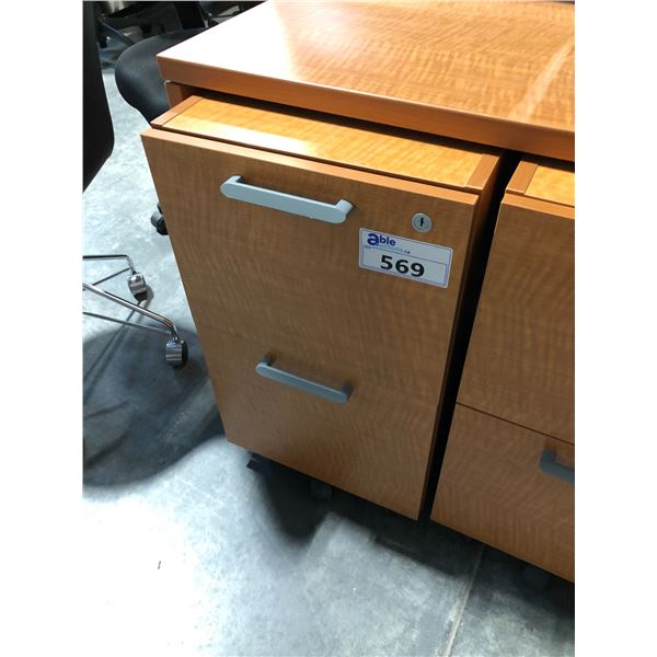 TEKNION MAPLE 2 DRAWER MOBILE PEDESTAL