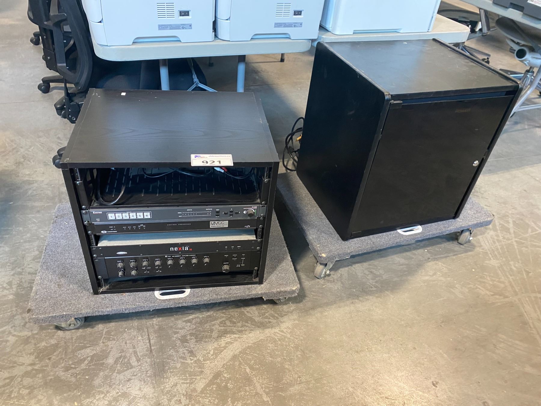 2 RACK MOUNT CASES WITH CONTENTS INCLUDING EXTRON IN606, CRESTRON CP2E ...