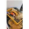 Image 8 : BOX BASKET AND CRATE OF TOOL, TOOL BELTS AND SHOP FLUIDS