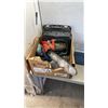 Image 2 : BOX AND TOOLBOX OF POWER TOOLS, CORDLESS BATTERIES CHARGERS AND MORE
