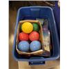 Image 2 : LOT OF COOLER, TACKLE BOX WITH CONTENTS, CAMP DISHES AND BOCCE BALLS