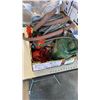 Image 1 : TRAY OF METAL CAN, RATCHET STRAPS, PROPANE HOSES AND MORE