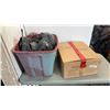 Image 1 : TOTE OF SPRAY GUN, PAINTBALL MASKS, BATHROOM SINK AND MORE