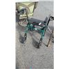 Image 2 : 3 FOLDING WALKER WITH BUNDLE OF CANES, PICK UP TOOLS AND SMITH CROSS COUNTRY POLES