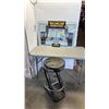 Image 1 : MONROE SHOCK STOOL WITH 3FT X2FT METAL MONROE SIGN